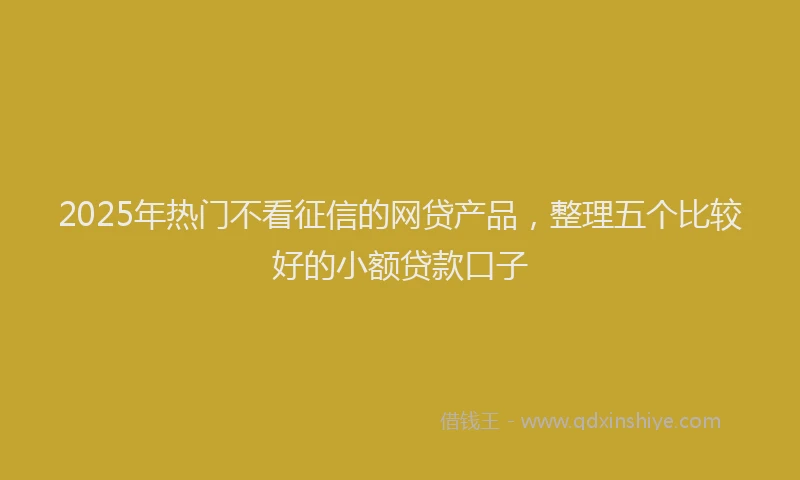 2025年热门不看征信的网贷产品，整理五个比较好的小额贷款口子