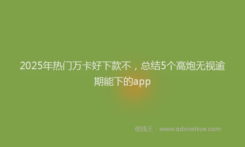 2025年热门万卡好下款不,总结5个高炮无视逾期能下的app