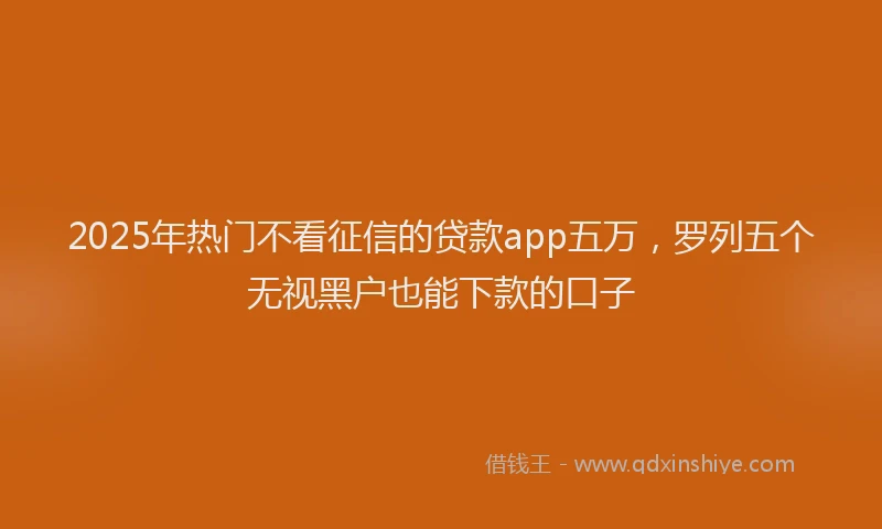 2025年热门不看征信的贷款app五万，罗列五个无视黑户也能下款的口子