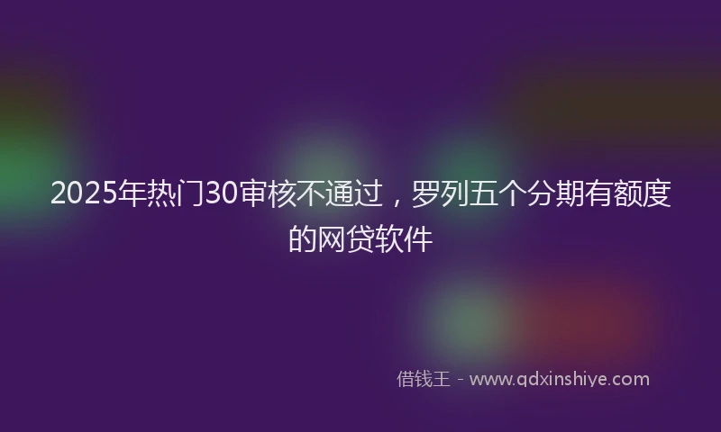 2025年热门30审核不通过，罗列五个分期有额度的网贷软件