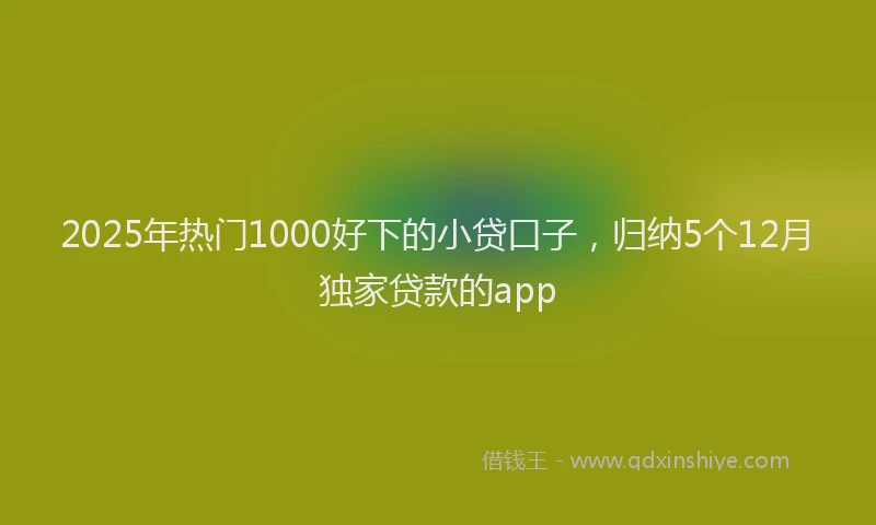 2025年热门1000好下的小贷口子，归纳5个12月独家贷款的app