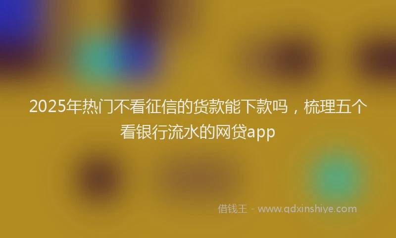 2025年热门不看征信的货款能下款吗，梳理五个看银行流水的网贷app