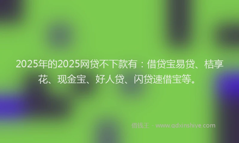 2025年的2025网贷不下款有：借贷宝易贷、桔享花、现金宝、好人贷、闪贷速借宝等。