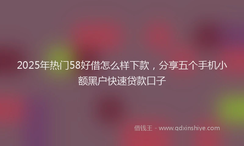 2025年热门58好借怎么样下款，分享五个手机小额黑户快速贷款口子