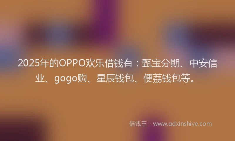 2025年的OPPO欢乐借钱有：甄宝分期、中安信业、gogo购、星辰钱包、便荔钱包等。