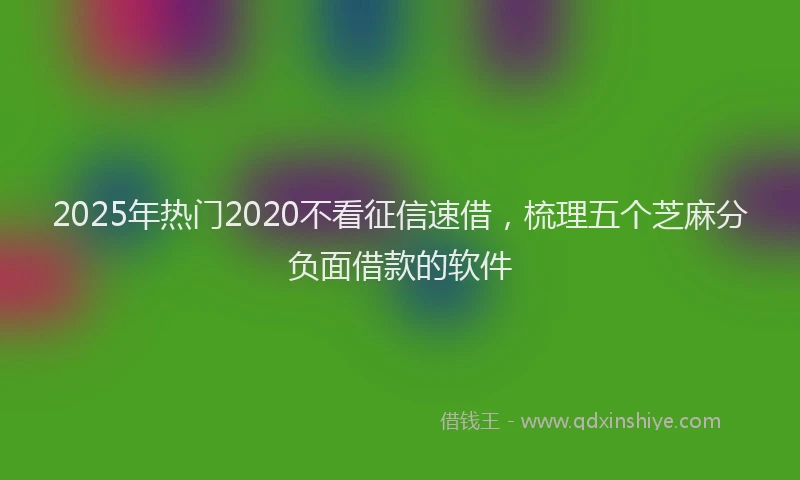 2025年热门2020不看征信速借，梳理五个芝麻分负面借款的软件