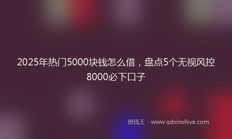 2025年热门5000块钱怎么借，盘点5个无视风控8000必下口子