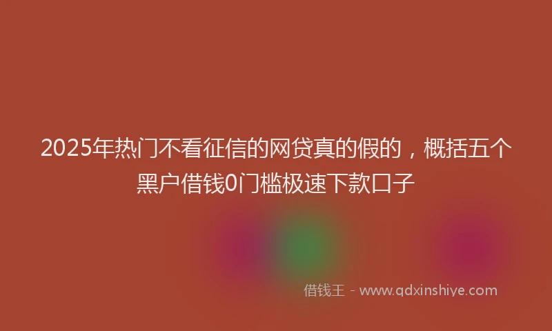 2025年热门不看征信的网贷真的假的，概括五个黑户借钱0门槛极速下款口子
