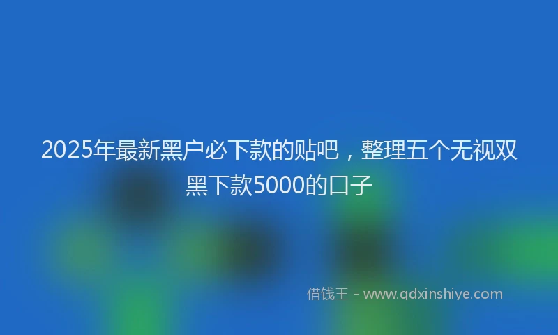 2025年最新黑户必下款的贴吧，整理五个无视双黑下款5000的口子