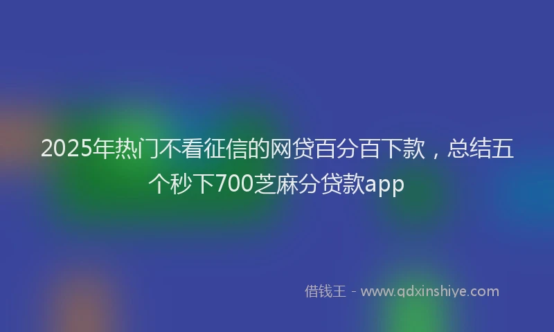 2025年热门不看征信的网贷百分百下款，总结五个秒下700芝麻分贷款app
