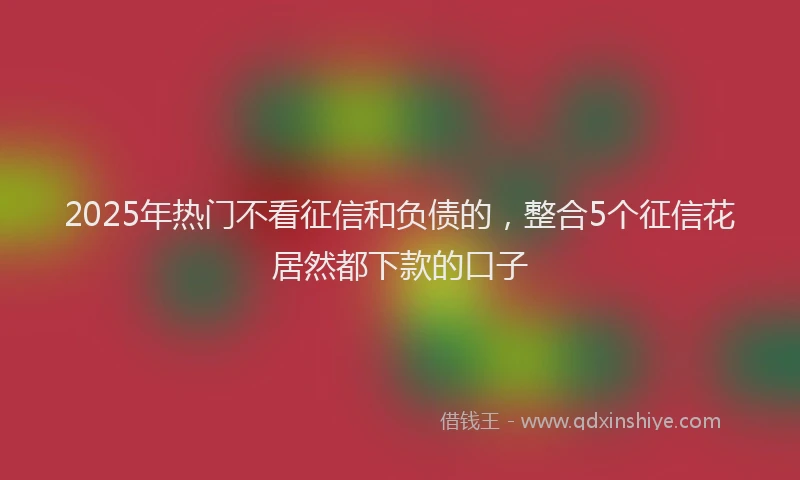2025年热门不看征信和负债的，整合5个征信花居然都下款的口子