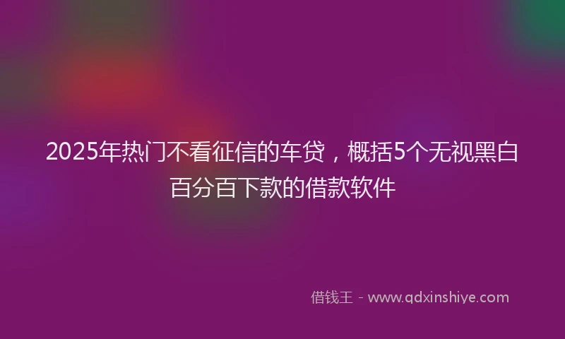 2025年热门不看征信的车贷，概括5个无视黑白百分百下款的借款软件