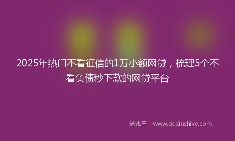 2025年热门不看征信的1万小额网贷，梳理5个不看负债秒下款的网贷平台