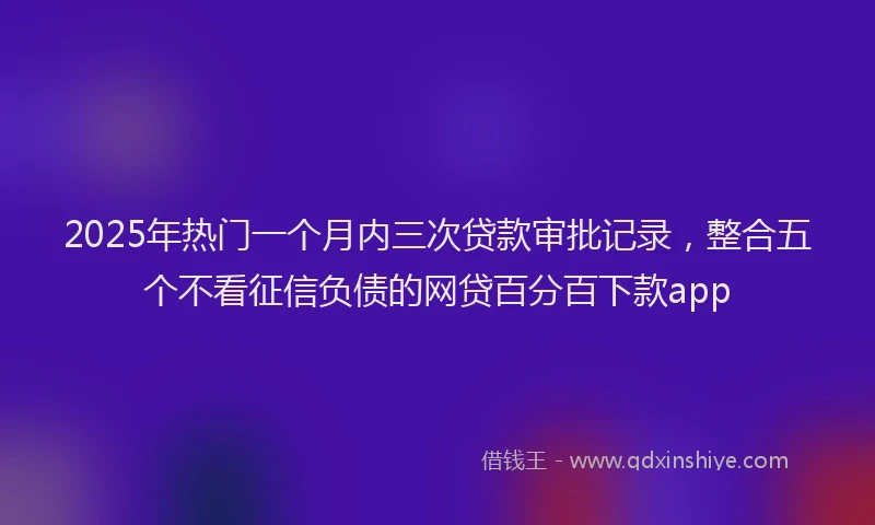 2025年热门一个月内三次贷款审批记录，整合五个不看征信负债的网贷百分百下款app