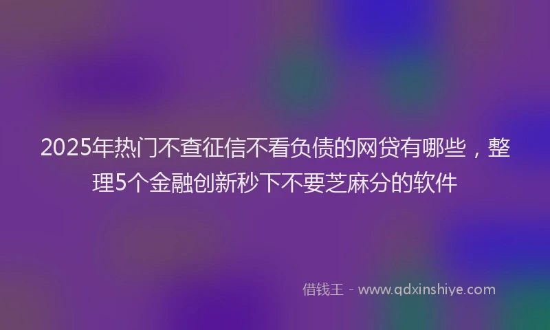 2025年热门不查征信不看负债的网贷有哪些，整理5个金融创新秒下不要芝麻分的软件