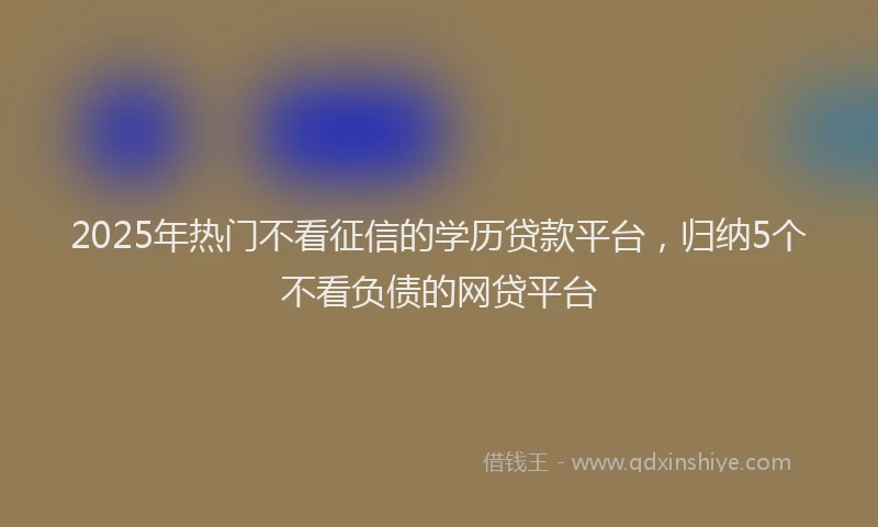 2025年热门不看征信的学历贷款平台，归纳5个不看负债的网贷平台
