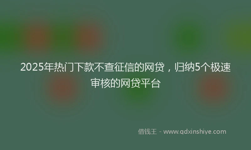 2025年热门下款不查征信的网贷，归纳5个极速审核的网贷平台