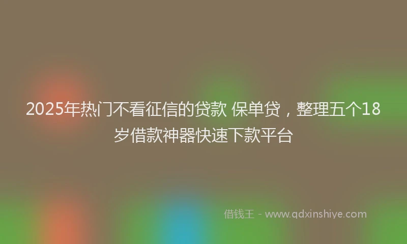 2025年热门不看征信的贷款 保单贷，整理五个18岁借款神器快速下款平台