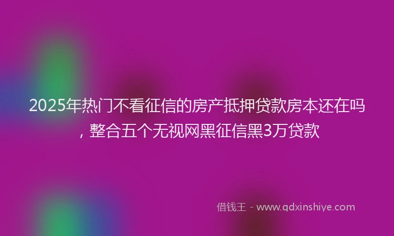 2025年热门不看征信的房产抵押贷款房本还在吗，整合五个无视网黑征信黑3万贷款