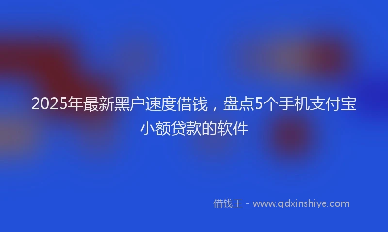 2025年最新黑户速度借钱，盘点5个手机支付宝小额贷款的软件
