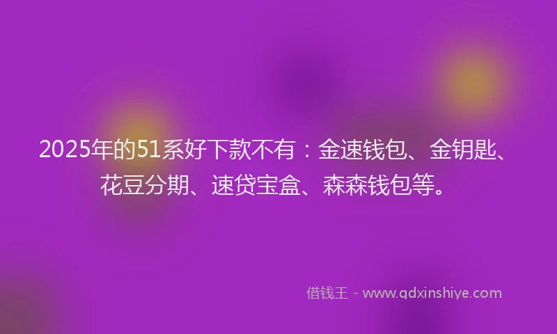 2025年的51系好下款不有：金速钱包、金钥匙、花豆分期、速贷宝盒、森森钱包等。