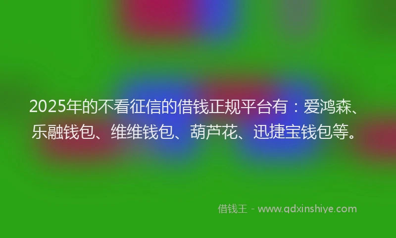 2025年的不看征信的借钱正规平台有：爱鸿森、乐融钱包、维维钱包、葫芦花、迅捷宝钱包等。