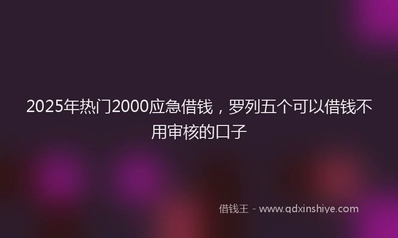 2025年热门2000应急借钱，罗列五个可以借钱不用审核的口子