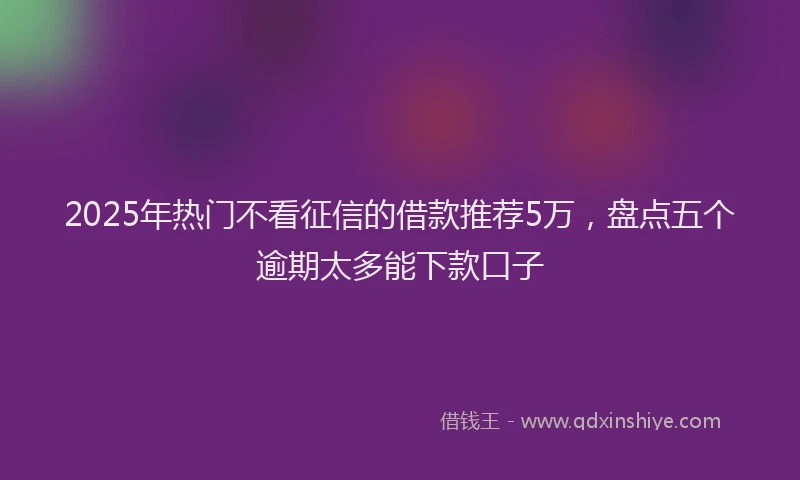 2025年热门不看征信的借款推荐5万，盘点五个逾期太多能下款口子