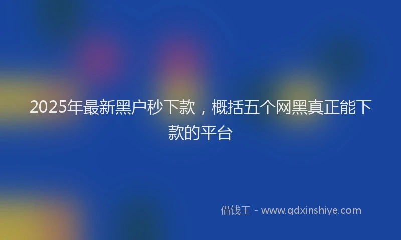2025年最新黑户秒下款，概括五个网黑真正能下款的平台