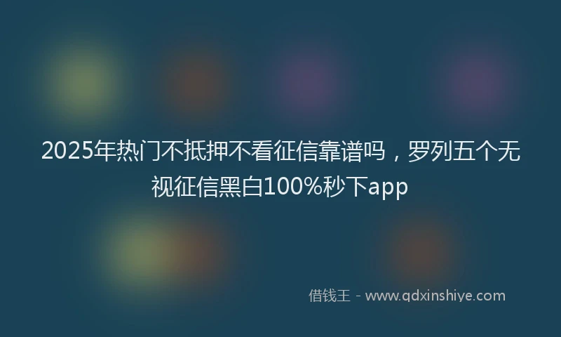 2025年热门不抵押不看征信靠谱吗,罗列五个无视征信黑白100%秒下app