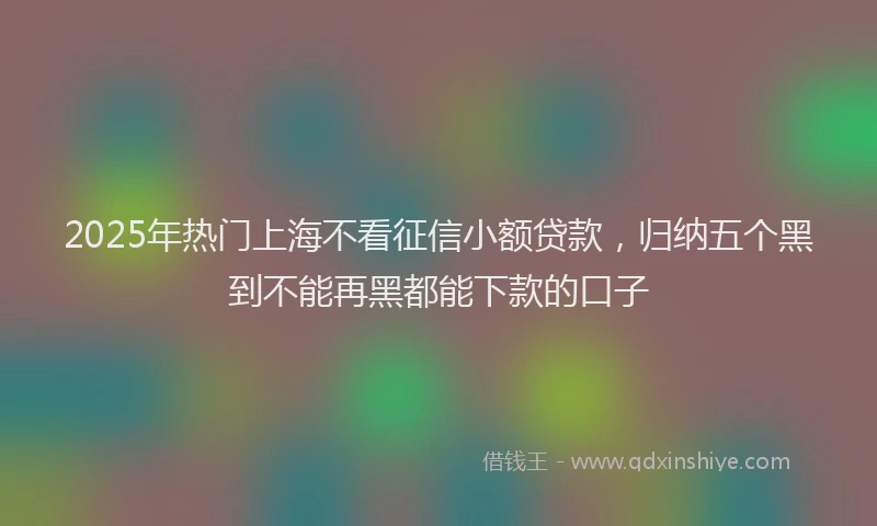2025年热门上海不看征信小额贷款，归纳五个黑到不能再黑都能下款的口子