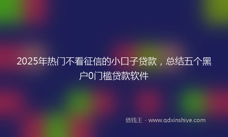 2025年热门不看征信的小口子贷款，总结五个黑户0门槛贷款软件