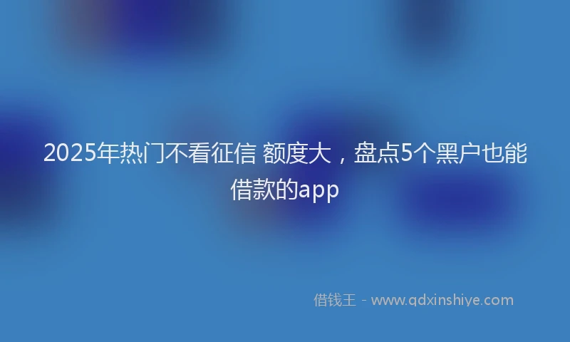 2025年热门不看征信 额度大，盘点5个黑户也能借款的app