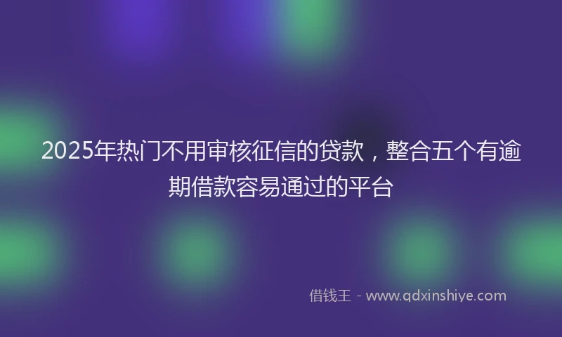 2025年热门不用审核征信的贷款，整合五个有逾期借款容易通过的平台