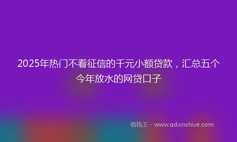 2025年热门不看征信的千元小额贷款，汇总五个今年放水的网贷口子