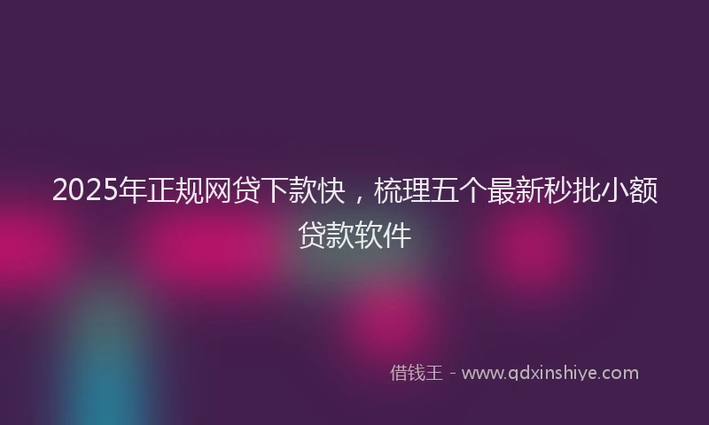 2025年正规网贷下款快，梳理五个最新秒批小额贷款软件