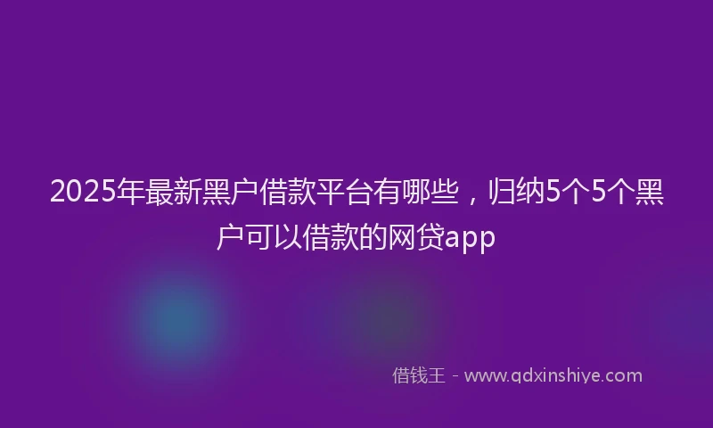 2025年最新黑户借款平台有哪些，归纳5个5个黑户可以借款的网贷app