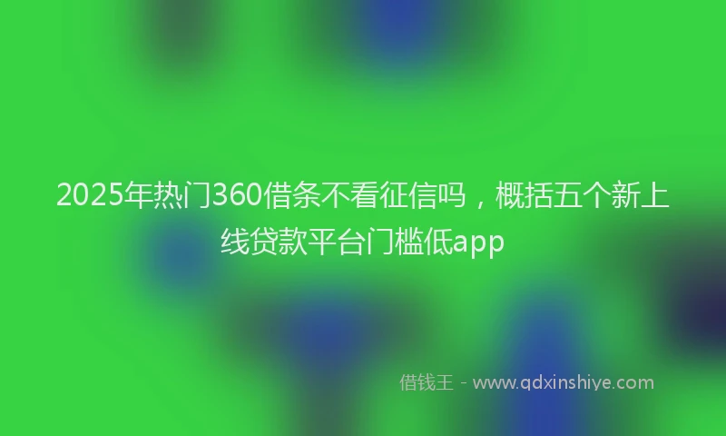 2025年热门360借条不看征信吗，概括五个新上线贷款平台门槛低app