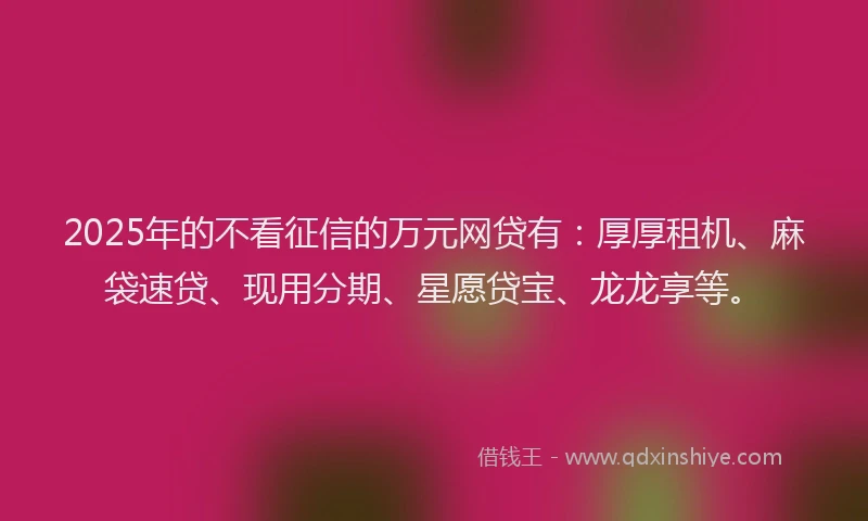 2025年的不看征信的万元网贷有：厚厚租机、麻袋速贷、现用分期、星愿贷宝、龙龙享等。