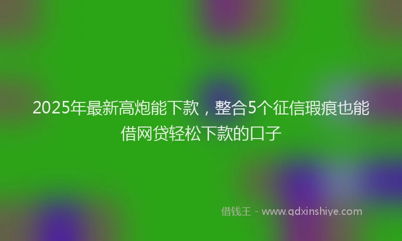 2025年最新高炮能下款，整合5个征信瑕疵也能借网贷轻松下款的口子