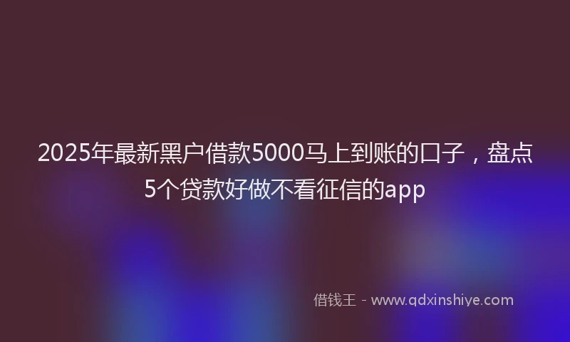 2025年最新黑户借款5000马上到账的口子，盘点5个贷款好做不看征信的app