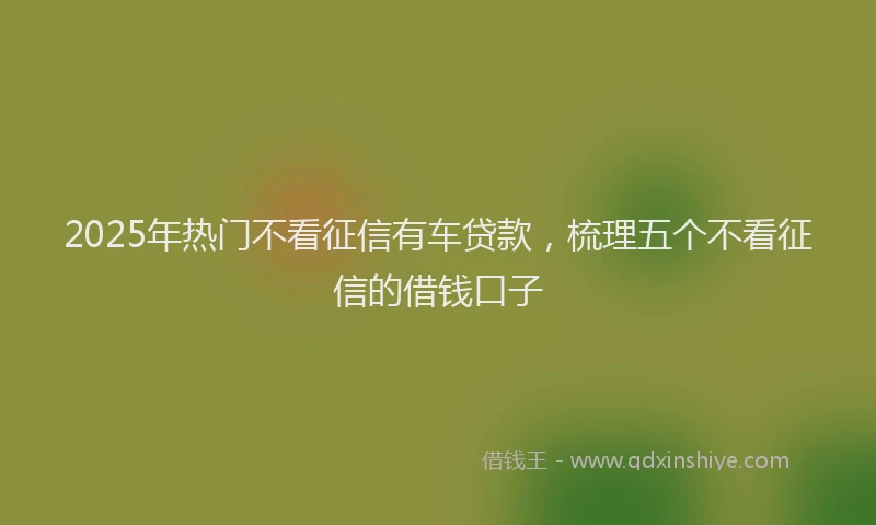 2025年热门不看征信有车贷款，梳理五个不看征信的借钱口子
