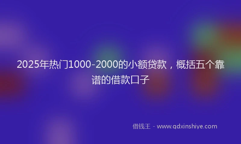 2025年热门1000-2000的小额贷款，概括五个靠谱的借款口子