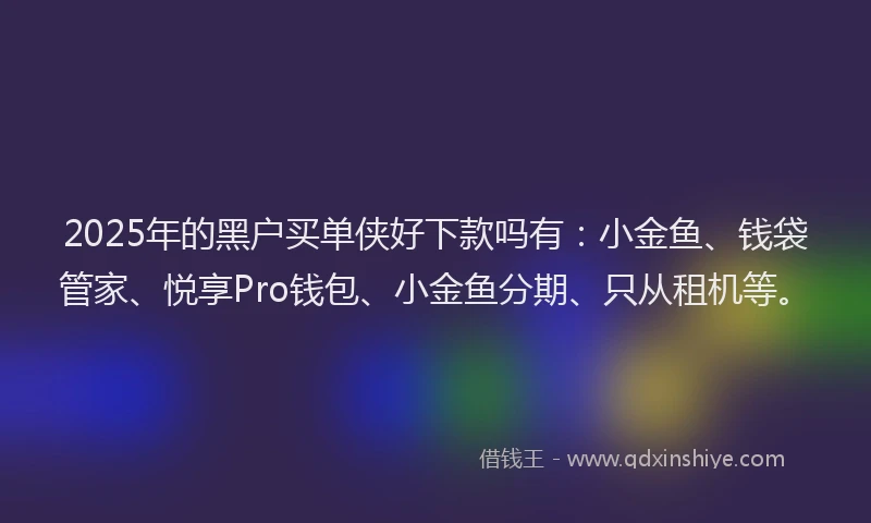 2025年的黑户买单侠好下款吗有：小金鱼、钱袋管家、悦享Pro钱包、小金鱼分期、只从租机等。