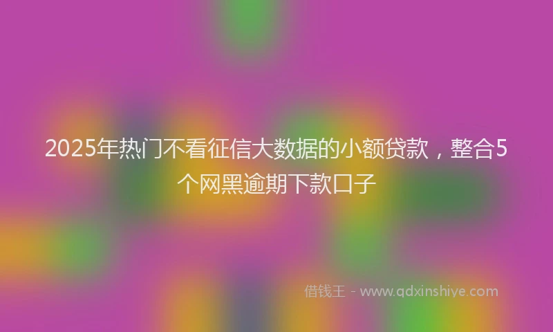 2025年热门不看征信大数据的小额贷款，整合5个网黑逾期下款口子