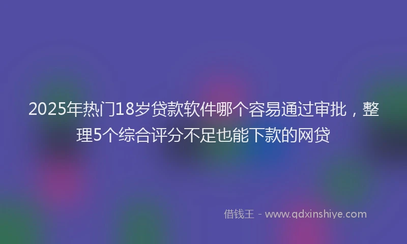 2025年热门18岁贷款软件哪个容易通过审批，整理5个综合评分不足也能下款的网贷
