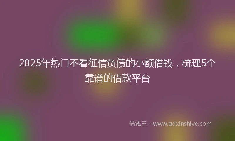 2025年热门不看征信负债的小额借钱，梳理5个靠谱的借款平台