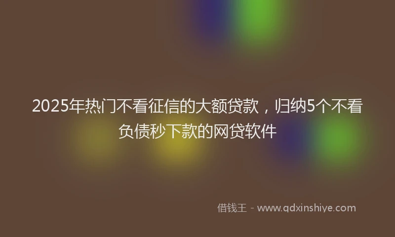 2025年热门不看征信的大额贷款，归纳5个不看负债秒下款的网贷软件
