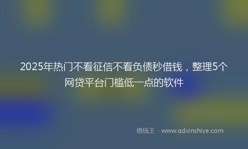 2025年热门不看征信不看负债秒借钱，整理5个网贷平台门槛低一点的软件