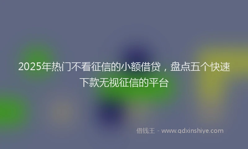 2025年热门不看征信的小额借贷，盘点五个快速下款无视征信的平台